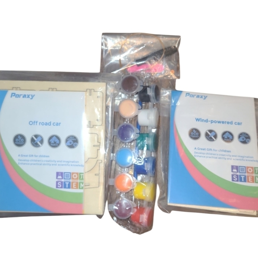 Poraxy STEM Toy 2pk Bundle Off Road Kit Wind-Powered Car Kit NWT